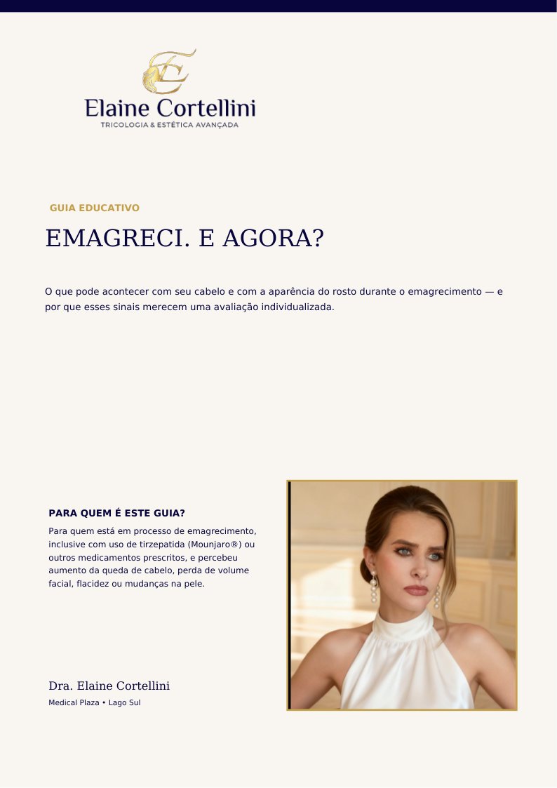 Capa do e-book “Emagreci. E agora?” da Dra. Elaine Cortellini